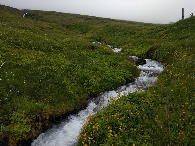 waterfall leading upwards
(not flowing in reverse direction)