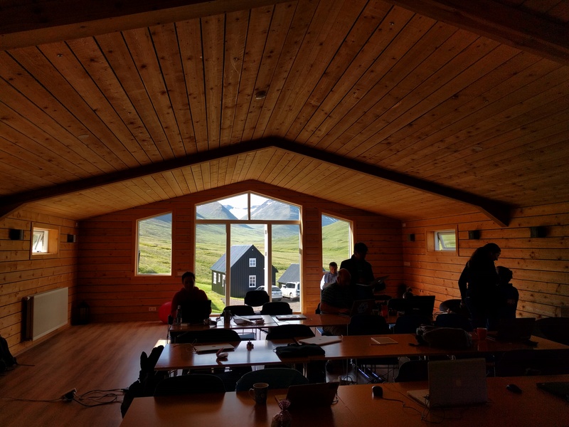 people in a room somehow
not distracted by the view